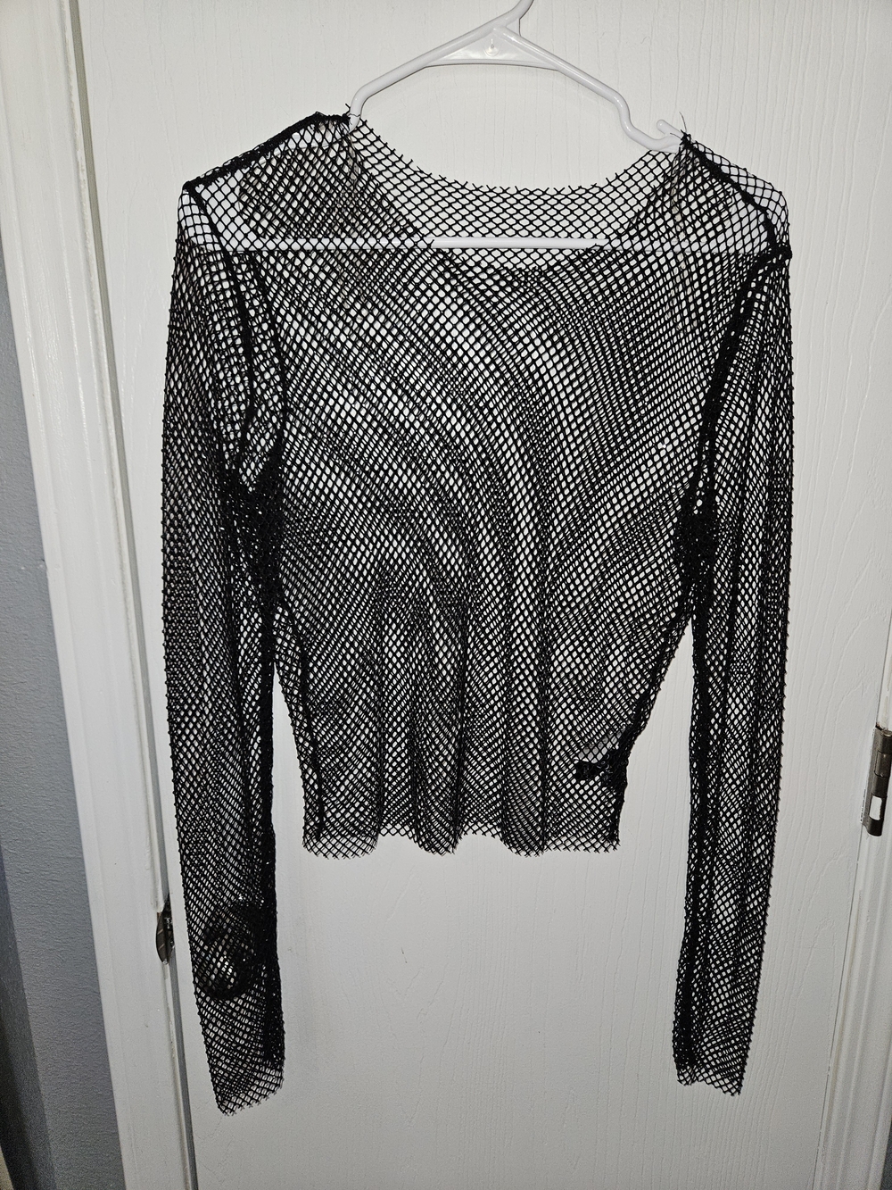 Black Mesh Long Sleeve Tee Rhinestones - Women